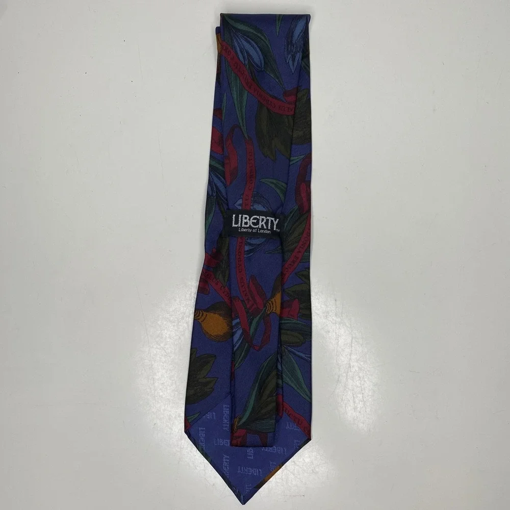 Liberty of London Silk Tie Purple Botanical Floral Latin Ribbon Eclectic Grandpa